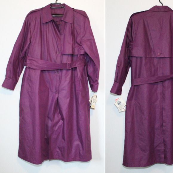 NWT London Fog Marta Trench Coat Royal Amethyst Purple Women's Size 16 H14297 - Picture 13 of 16